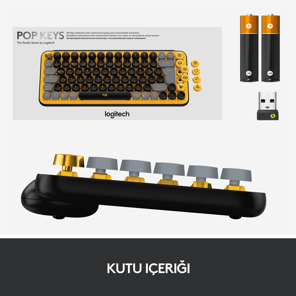 LOGITECH POP KEYS KABLOSUZ MEKANİK KLAVYE - SARI & SİYAH 920-010818