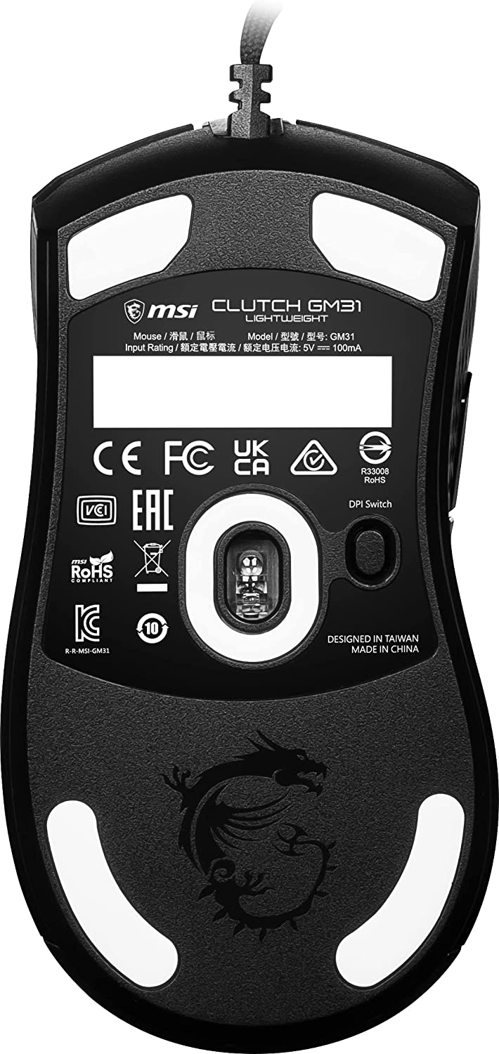 MSI GG CLUTCH GM31 LIGHTWEIGHT GAMING MOUSE 12000 DPI OPTIK SENSOR RGB LED OYUNCU FARESI