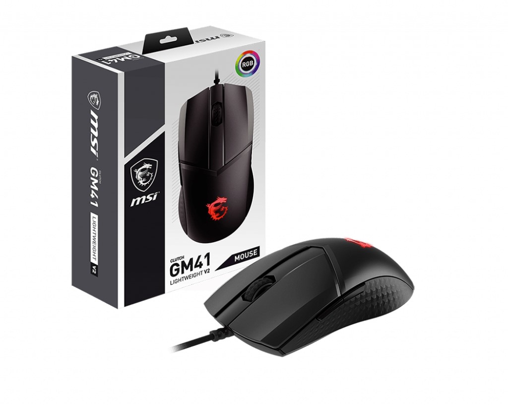 MSI GG CLUTCH GM41 LIGHTWEIGHT V2 65 GRAM ESPORTS GAMING MOUSE 16000 DPI 1MS POLLING PIXART PMW-3389 OPTIK SENSOR OMRON SWITCH RGB LED MYSTIC LIGHT OYUNCU FARESI