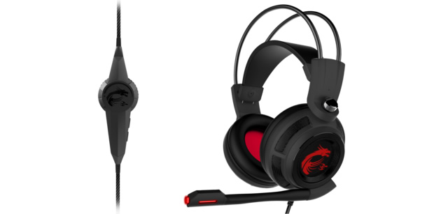 MSI GG DS502 GAMING HEADSET 7.1 CEVRESEL SES 2X40MM SURUCU KIRMIZI DRAGON LED AYDINLATMA KABLO KUMANDA MIKROFON 2M ORGU KABLO USB BAGLANTI OYUNCU KULAKUSTU KULAKLIK