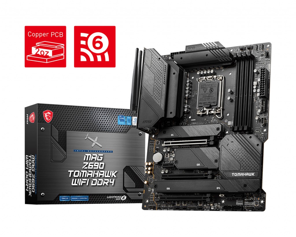 MSI MAG Z690 TOMAHAWK WIFI DDR4 SOKET 1700 DDR4 5200 (OC) PCI-E Gen 5 ,M.2 USB3.2 2.5G LAN Wi-Fi 6 ATX