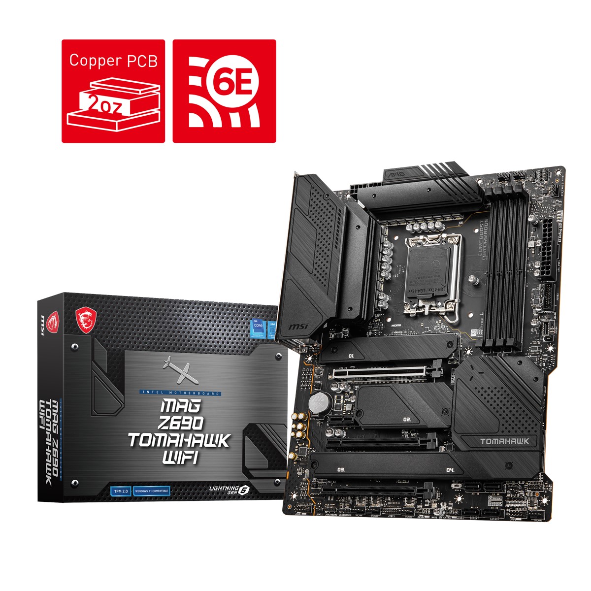 MSI MAG Z690 TOMAHAWK WIFI SOKET 1700 DDR5 6400(OC) PCI-E Gen 5 M.2 USB3.2  1x 2.5G LAN  WI-FI 6 ATX