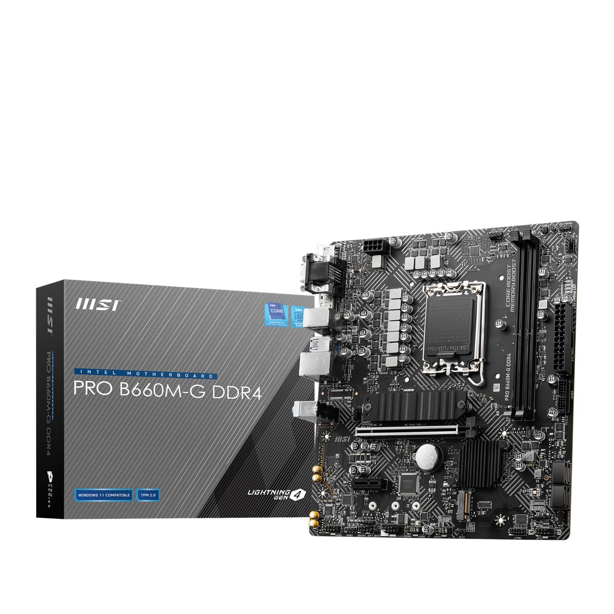 MSI PRO B660M-G DDR4 SOKET 1700 DDR4 4600(OC) PCI-E Gen 4 .M.2 USB3.2  1x 2.5G LAN mATX