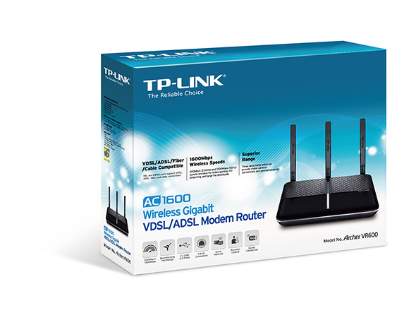 TP-LINK ARCHER VR600 1600 Mbps KABLOSUZ DUAL BAND GIGABIT VDSL/ADSL MODEM ROUTER