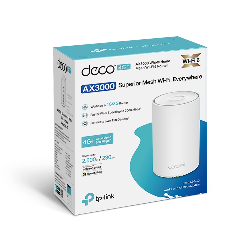 TP-LINK DECO X50-4G 3000 MBPS EV WI-FI 6 SİSTEMİ (1-PACK)