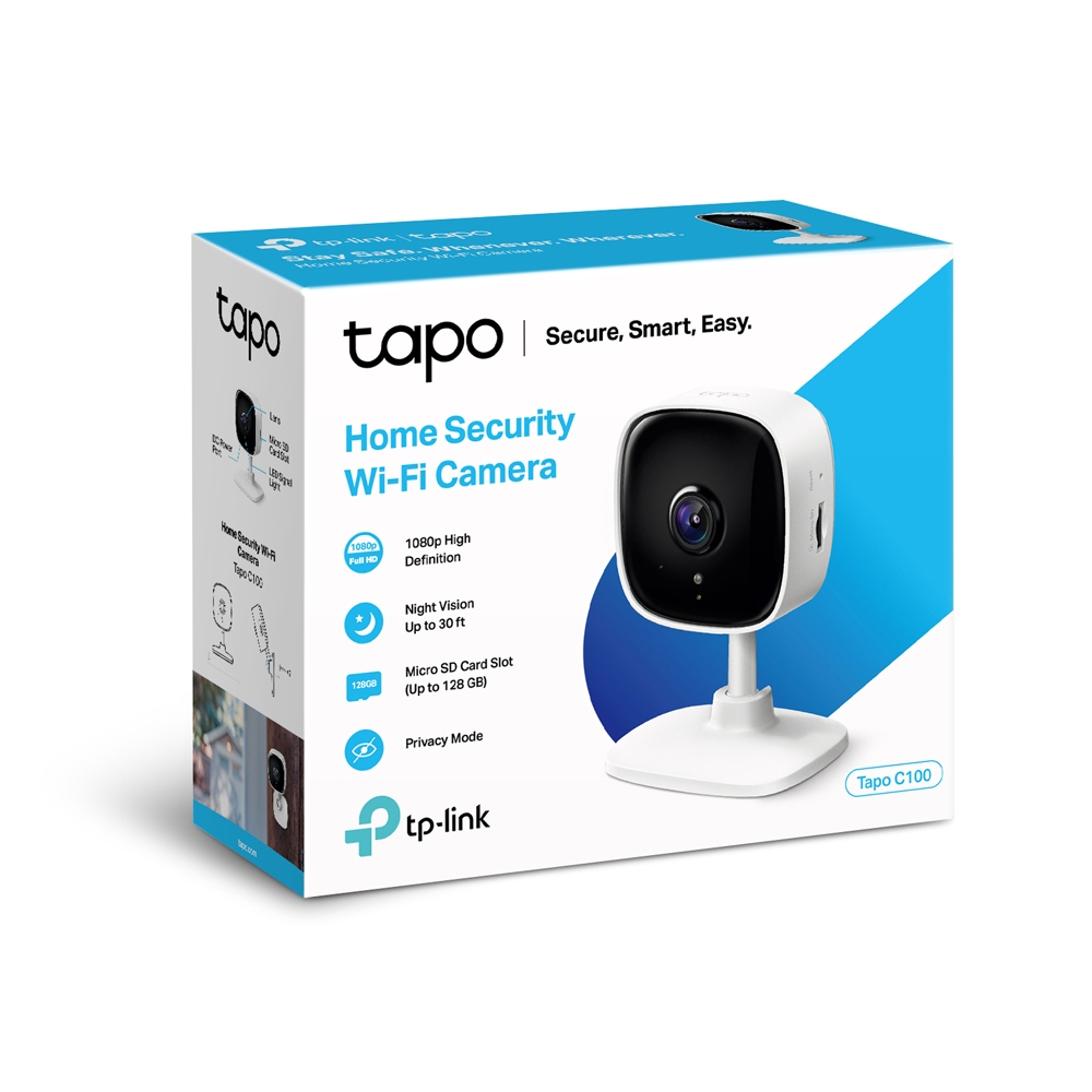 TP-LINK TAPO C100 EV GUVENLIGI ICIN 1080P FULL HD 128 GB GECE GÖRÜŞLÜ WIFI KAMERA