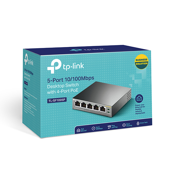 TP-LINK TL-SF1005P 5 PORT 10/100Mbps MASAÜSTÜ SWITCH 4-PORT PoE