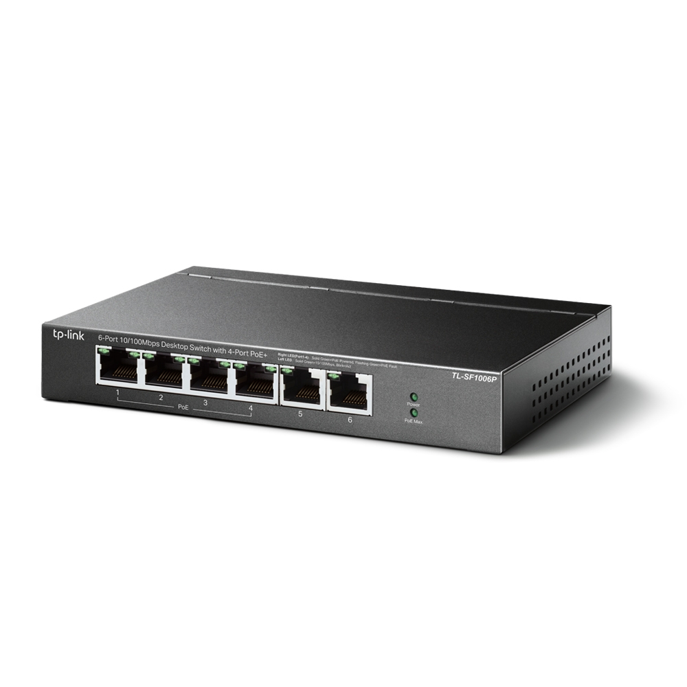 TP-LINK TL-SF1006P 6 PORT 10/100Mbps MASAÜSTÜ SWITCH 4-PORT PoE 2 UPLINK