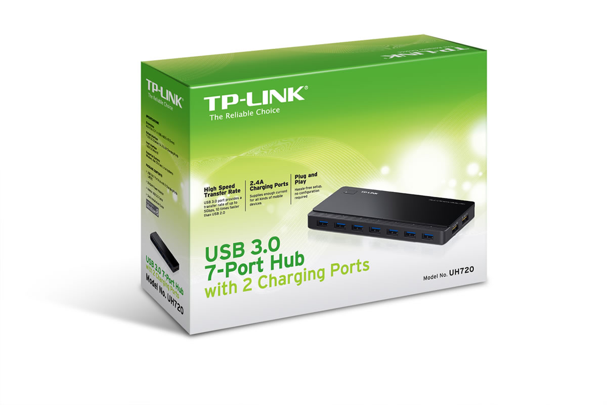 TP-LINK UH720 2 ŞARJ PORTLU USB 3.0 7 PORTLU HUB