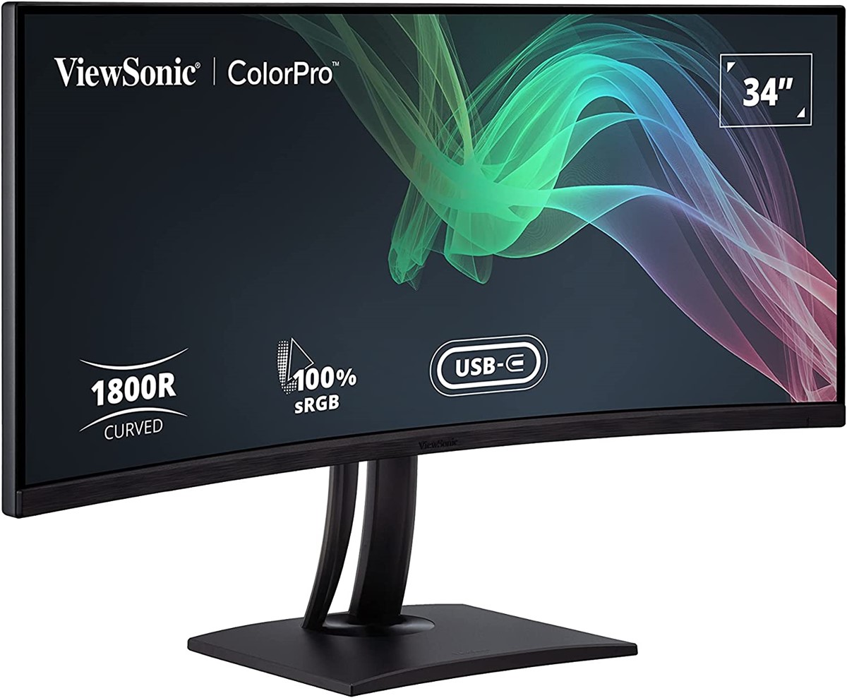 VIEWSONIC VP3481A PROFESYONEL MONITOR 34 5MS 100HZ VA 3440X1440 WQHD 400 HDMI DP USB TYPE C DELTA E < 2 SRGB 21:9 20M:1 16.7M HOPARLOR RJ45 3 KENAR CERCEVESIZ 1800R KAVIS KALIBRASYON FLICKER FREE MAVI ISIK FILTRESI TILT SWIVEL YUKSEKLIK AYARI VESA ENERGY